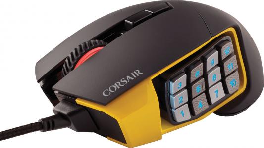 Мышь проводная Corsair Gaming Scimitar PRO RGB CH-9304011-EU чёрный жёлтый USB
