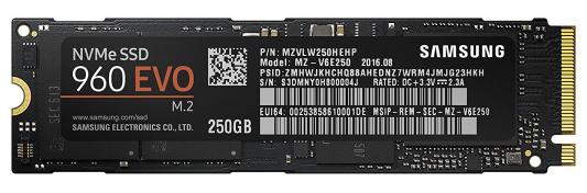 Твердотельный накопитель SSD M.2 250 Gb Samsung 960 EVO MZ-V6E250BW Read 3200Mb/s Write 1900Mb/s TLC