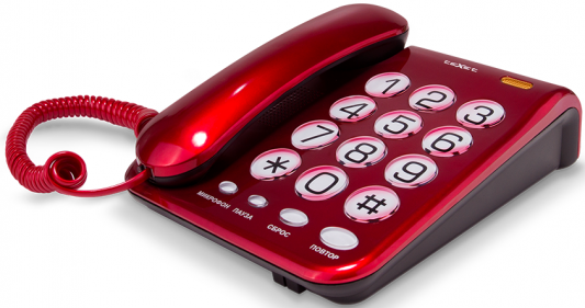 Телефон проводной Texet TX-262 красный