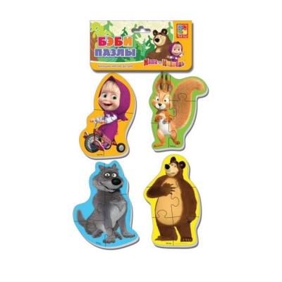 Мягкий пазл Vladi toys Baby puzzle Маша и Медведь Белка и волк 16 элементов VT1106-52