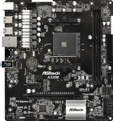 Материнская плата ASRock A320M Socket AM4 AMD A320 2xDDR4 2xPCI-E 16x 1xPCI-E 1x 4 mATX Retail