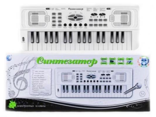 Синтезатор Shantou Gepai белых 37 клавиш, микрофон, 22 мелодии HS3716B