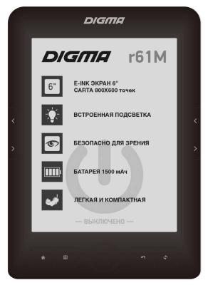 Электронная книга Digma R61M 6" E-Ink 4Gb черный