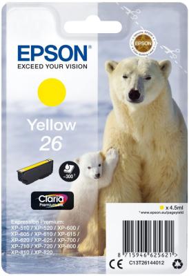 Картридж Epson C13T26144012 для Epson XP-600/700/800 желтый