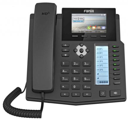 Телефон IP Fanvil X5S 6 линий 2x10/100/1000Mbps цветной LCD SIP PoE черный