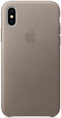 Накладка Apple "Leather Case" для iPhone X платиново-серый MQT92ZM/A