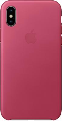 Накладка Apple "Leather Case" для iPhone X розовая фуксия MQTJ2ZM/A