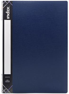 Папка с прижимным механизмом и карманом Index SATIN, форзац, ф.A4, 0,6мм, темно-синяя ICF02/11/BU