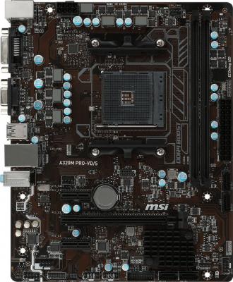 Материнская плата MSI A320M PRO-VD/S Socket AM4 AMD A320 2xDDR4 1xPCI-E 16x 4 mATX Retail