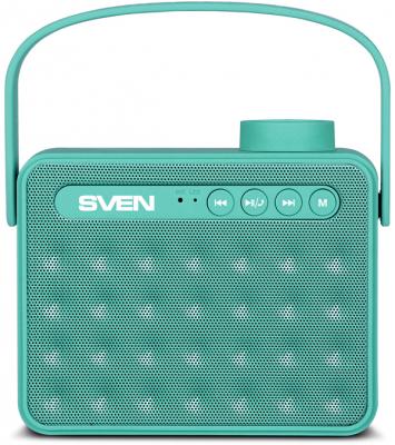 АС SVEN PS-72, mint, акустическая система 2.0, мощность 2x3 Вт (RMS), Bluetooth, FM, USB, microSD, ручка, встроенный аккумулятор)