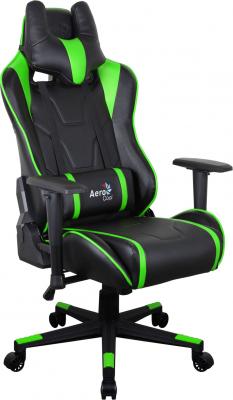 Кресло компьютерное игровое Aerocool AC220 AIR-BG  черно-зеленое с перфорацией 4713105968415