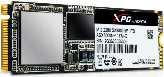 Твердотельный накопитель SSD M.2 1Tb A-Data SX8000 Read 1900Mb/s Write 1100Mb/s PCI-E ASX8000NP-1TM-C