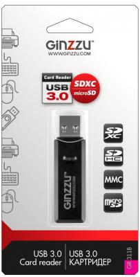 Картридер внешний Ginzzu GR-311B USB 3.0-SD/SDXC/SDHC/MMC/microSD/microSDXC/microSDHС черный