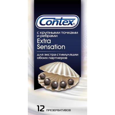 CONTEX Презервативы №12 Extra Sensation с крупными точками и ребрами