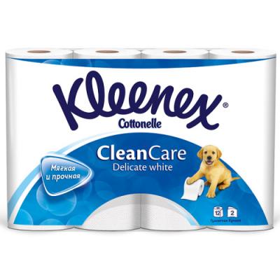 Бумага туалетная Kleenex Clean Care Delicate white 2-ух слойная растворяются в воде 12 шт 9450012