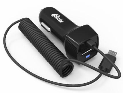 Автомобильное зарядное устройство Ritmix RM-2191DC USB microUSB 2.1A черный