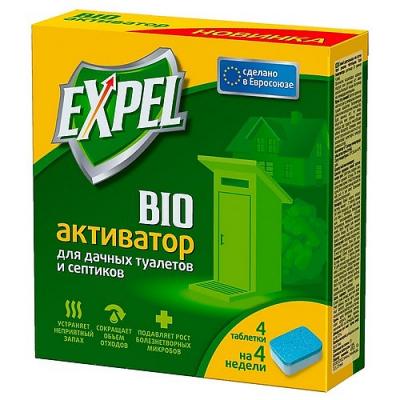 EXPEL Биоактиватор для дачных туалетов и септиков 4 таблетки в упаковке
