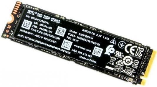 Твердотельный накопитель SSD M.2 128 Gb Intel 760p Read 1640Mb/s Write 650Mb/s TLC
