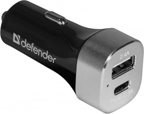 Автомобильное зарядное устройство Defender UCG-01 USB-C USB 5.4А черный 83569