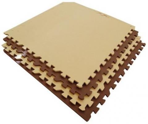 Мягкий пол универсальный бежево-коричневый с кромками 4 дет (1 дет - 60*60 см)