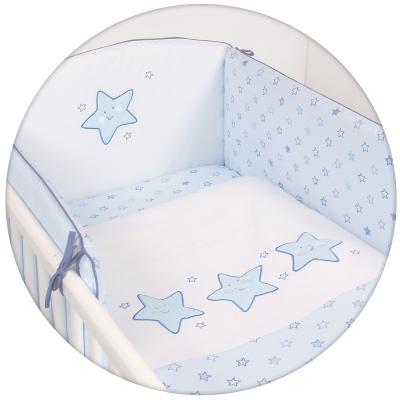 Постельное бельё 3 предмета Ceba Baby (вышивка/stars blue)