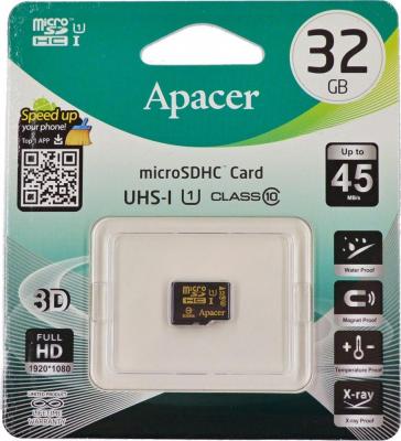 Карта памяти Micro SDHC 32GB Class 10 Apacer AP32GMCSH10U1-RA