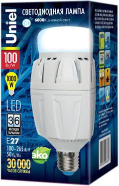 Лампа светодиодная VENTURO LED-M88-100W/DW/E27/FR ALV01WH картон 100Вт 10000Лм 98x187мм дневной 300