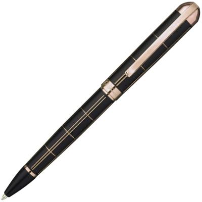 Ручка шариковая RICCO, матовый черный лак с гравировкой, позолоченные детали, синие чернила, M