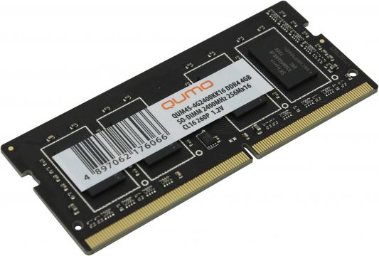Оперативная память для ноутбука 4Gb (1x4Gb) PC4-19200 2400MHz DDR4 SO-DIMM CL16 QUMO QUM4S-4G2400KK16