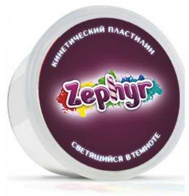 Кинетический пластилин ZEPHYR Кинетический пластилин (светится в темноте) 1 цвет 00-00000825