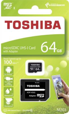Флеш карта microSDXC 64Gb Class10 Toshiba THN-M203K0640EA M203 + adapter