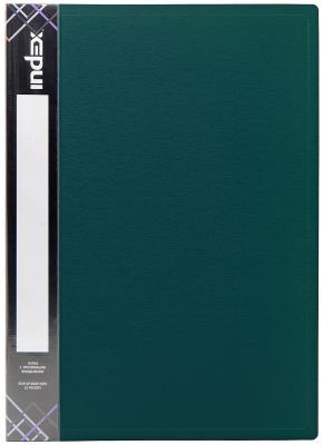 Папка с 10 файлами SATIN, форзац, ф.A4, 0,5мм, темно-зеленая