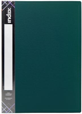 Папка с 100 файлами SATIN, форзац, ф.A4, 0,8мм, темно-зеленая