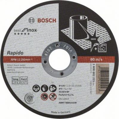 Круг отрезной BOSCH Best for Inox Rapido 125x1,0x22 (2.608.602.221)  по нержавеющей стали