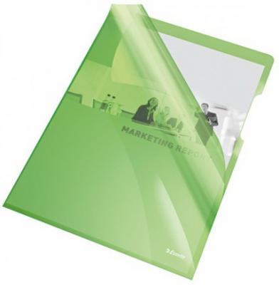 Папка- уголок  ESSELTE 150 мкм, глянцевые зеленые, цена за штуку