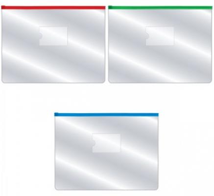 Папка на молнии прозрачная, молния ассорти 4 цвета, ф.A4, 160мкм, с карманом