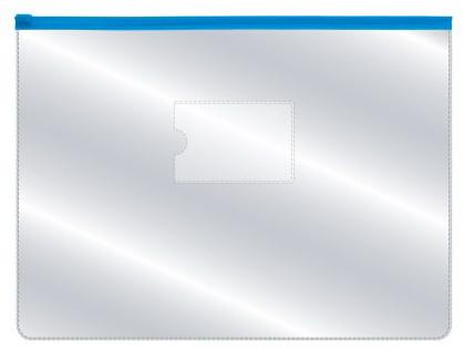 Папка на молнии прозрачная, синяя молния, ф.A4, 160мкм, с карманом IPF56/BU