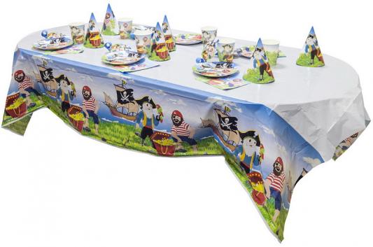 Набор для праздника ПИРАТЫ, в наборе: 6 тарелок, 6 чашек, 6 салфеток, скатерть 130см*180см, 6 языч