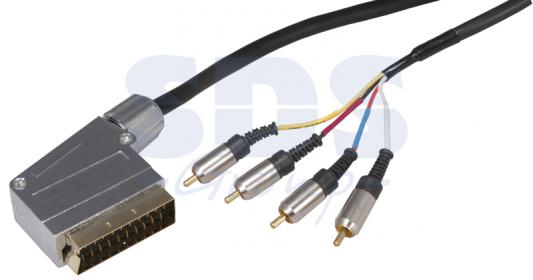Шнур SCART Plug - 4RCA Plug  1.5М  (GOLD)  металл  REXANT