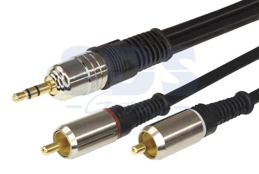 Шнур 3.5 Stereo Plug - 2RCA Plug  5М  (GOLD) - металл  REXANT