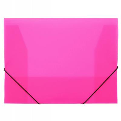 Папка на резинках, ф.A4, FOCUS прозрачный матовый, материал PP, плотность 350 мкр, 200 л., розовый