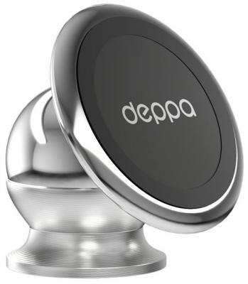 Подставка для телефона Deppa Mage Steel для смартфонов, магнитный, крепление на торпеду, серебро, Deppa 55145