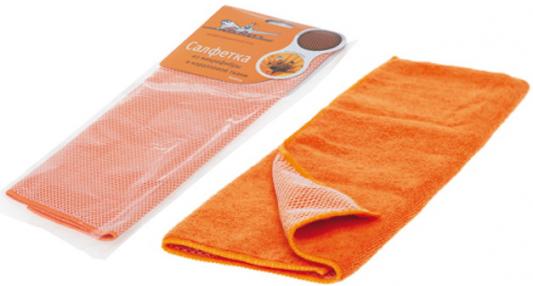 Салфетка AIRLINE AB-A-04  из микрофибры и коралловой ткани оранжевая (35*40 см)