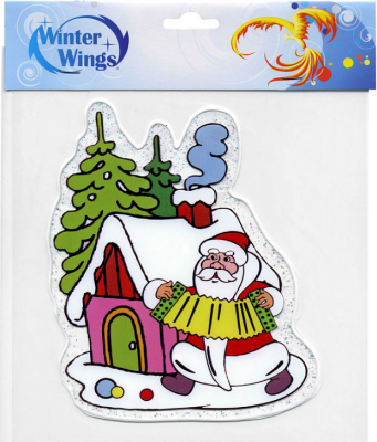 Наклейка Winter Wings Дед Мороз с гармошкой 15х15 см