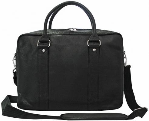 Портфель-сумка, кожа, черная, разм. 39х10х29 см