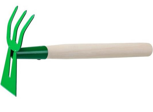 Мотыга-рыхлитель РОСТОК 39627  с деревянной ручкой. "лопатка+3 зуба" гнутая