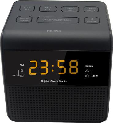 Радиобудильник HARPER HRCB-7750 (Радио в качестве мелодии будильника, настройка двух будильников, 20 радиостанций, сеть или батарейки)