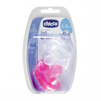 Пустышка ортодонтическая Chicco Physio Soft 2 шт с рождения силикон розовый 310210206