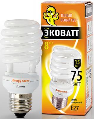 Лампа энергосберегающая спираль Ecowatt Mini SP 15W 827 E27 E27 15W 2700K