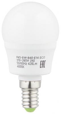 Лампа светодиодная ЭРА LED smd Р45-6w-840-E14 ECO (10/100/3000)